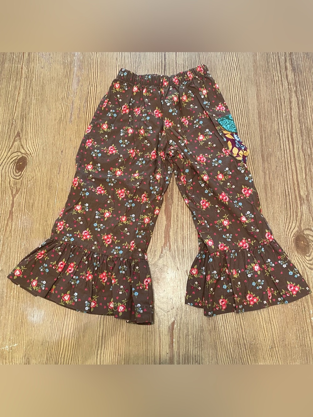 Matilda Jane Paint By Numbers Brown Floral Ruffle Hem Girls Pants